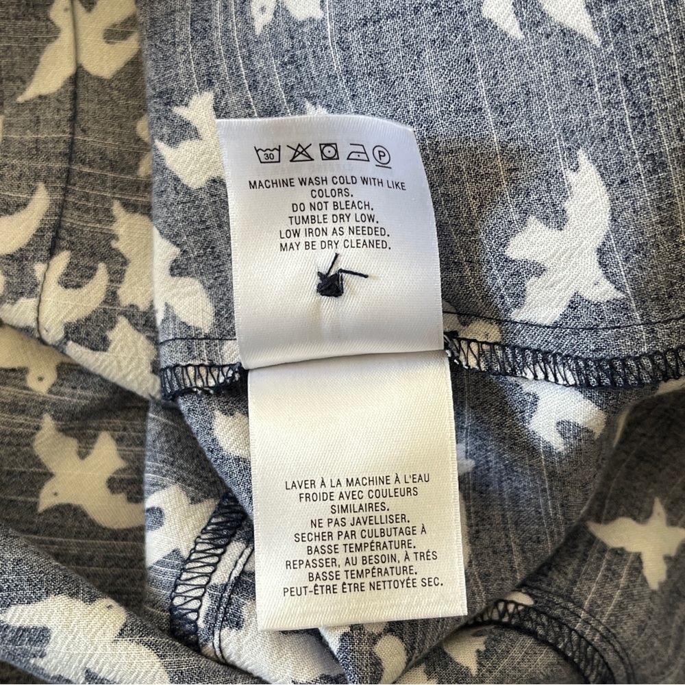 Anthropologie Maeve Austin Navy and White Bird Print Top - Size 0 - Picture 14 of 16
